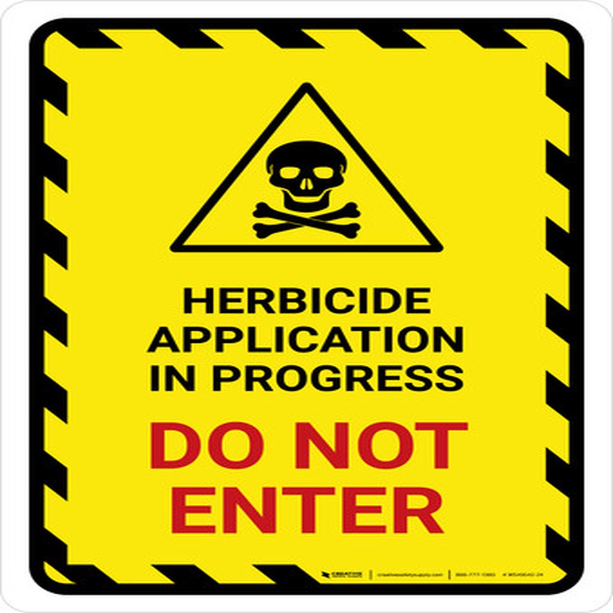 Herbicide Application In Progress - Do Not Enter Hazard Lines with Icon Portrait - Wall Sign