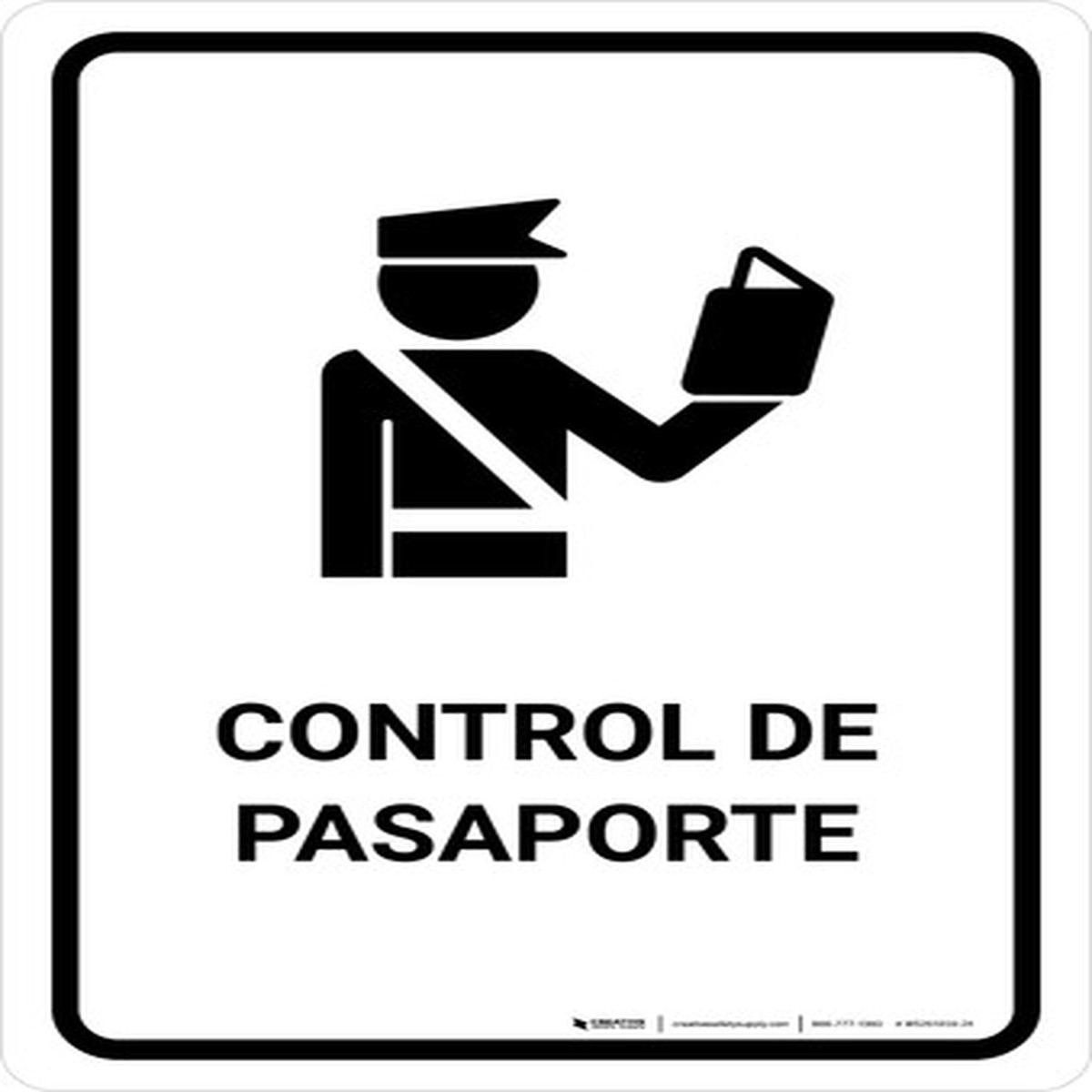 Passport Control White Spanish Portrait - Wall Sign