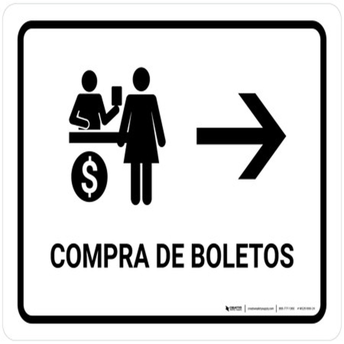 Ticket Purchase With Right Arrow White Spanish Landscape - Wall Sign