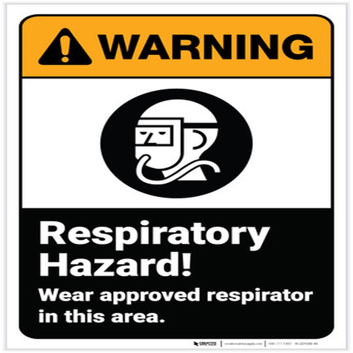 Warning: Respiratory Hazard Wear Approved Respirator ANSI Portrait - Label