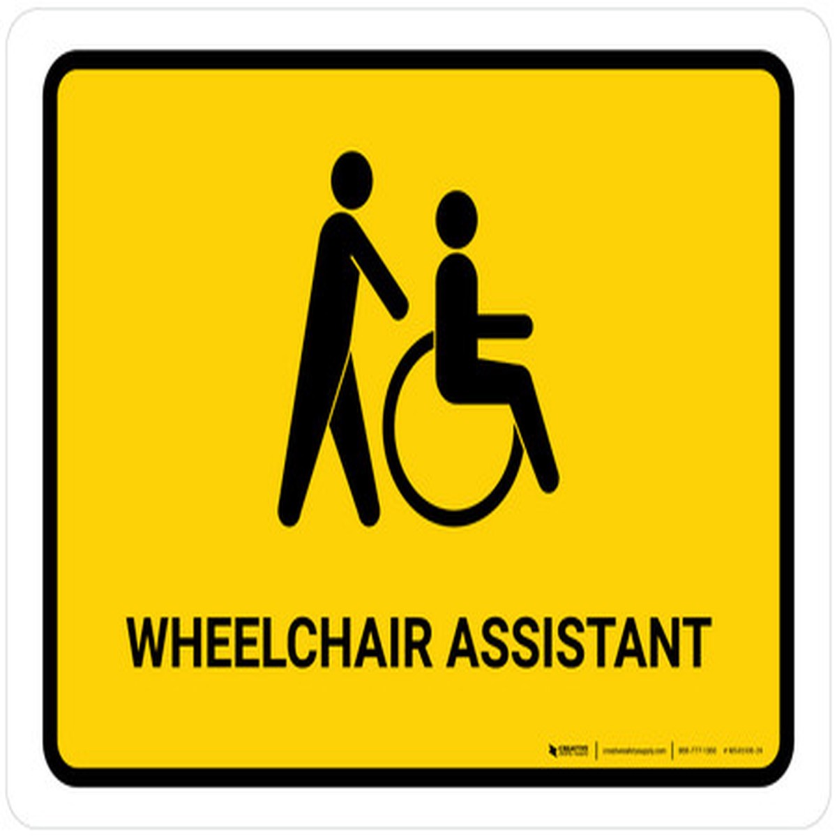 Wheelchair Assistant Yellow Landscape - Wall Sign