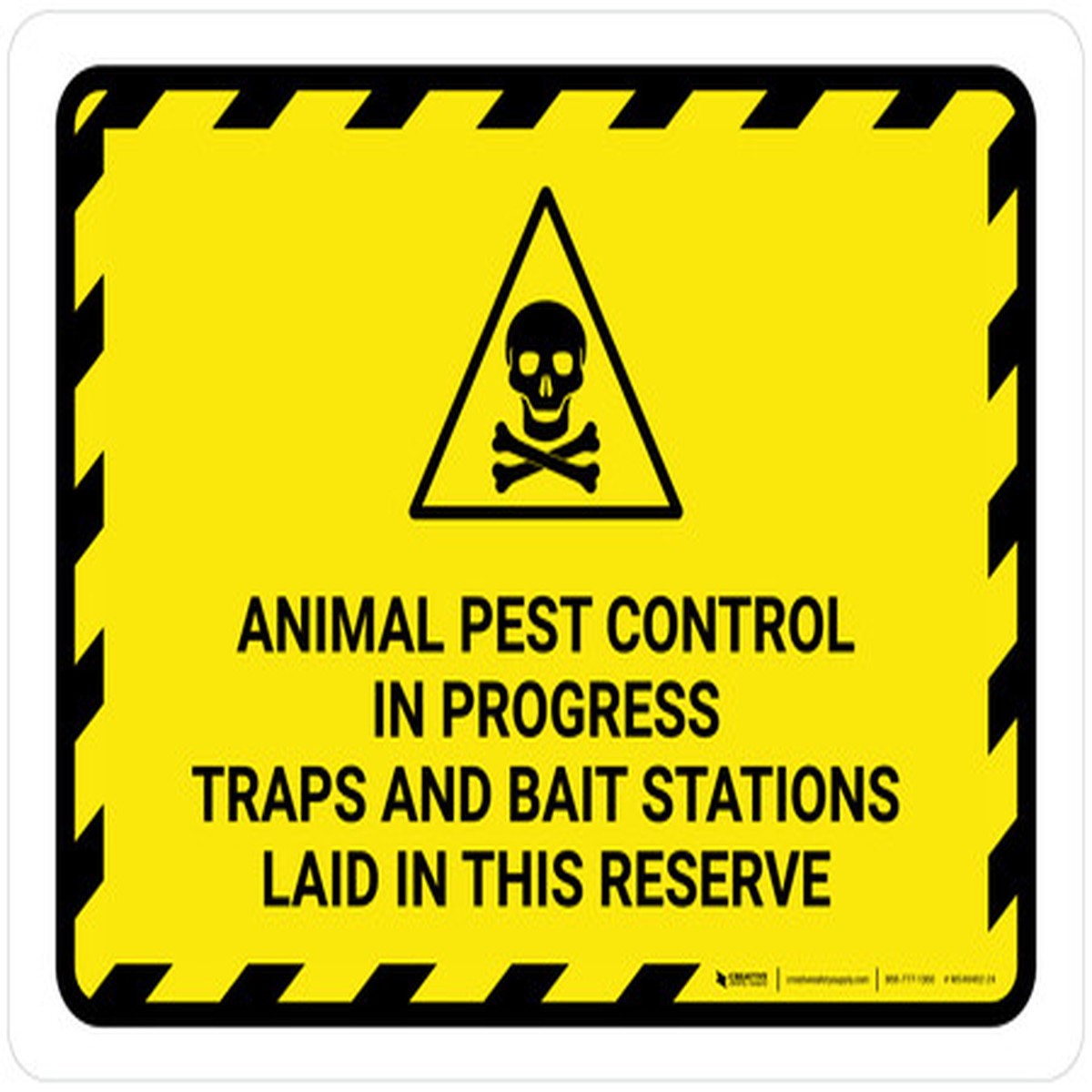 Animal Pest Control In Progress Traps with Hazard Icon Landscape - Wall Sign