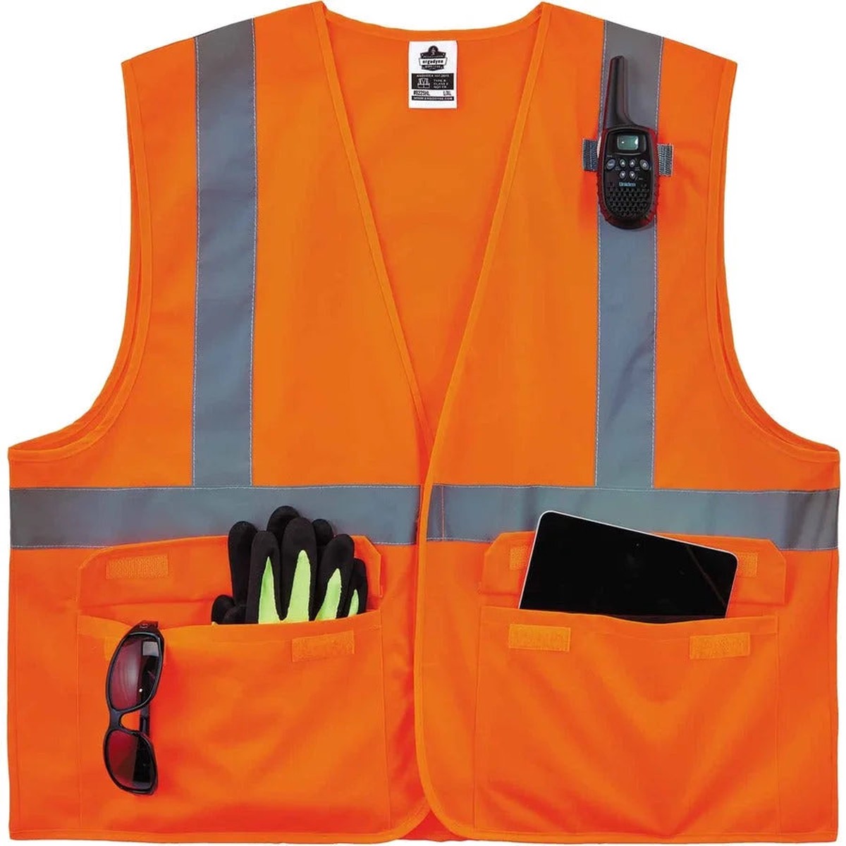 Ergodyne 8225HL Type R Class 2 Standard Solid Vest - Large/Extra Large - Fabric - Orange - 1 Each