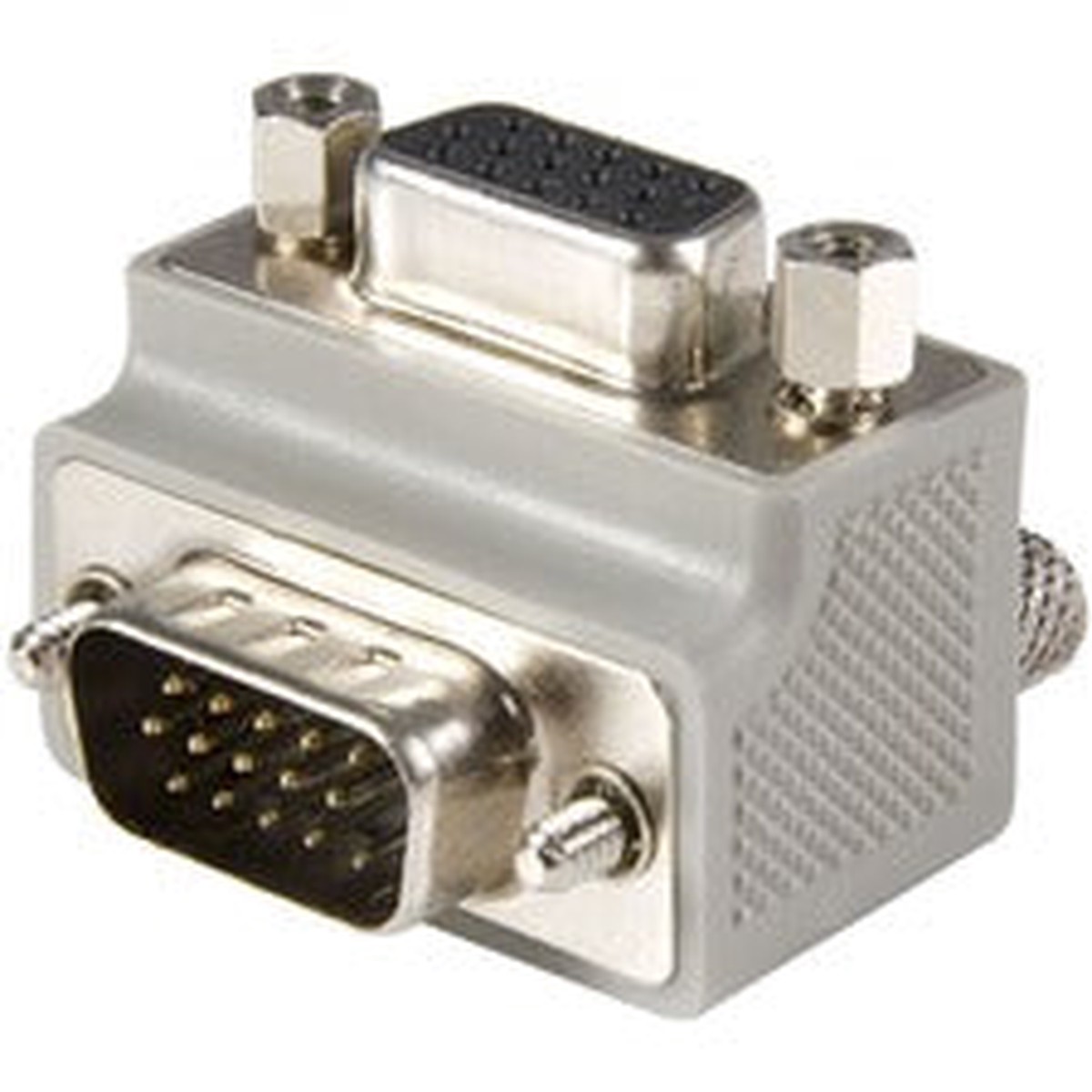 StarTech.com VGA Adapter Cable - Type 1 - Right Angle VGA (m) - VGA (f) - 1 x 15-pin HD-15 VGA Male - 1 x 15-pin HD-15 VGA Female - Gray - 1 Each